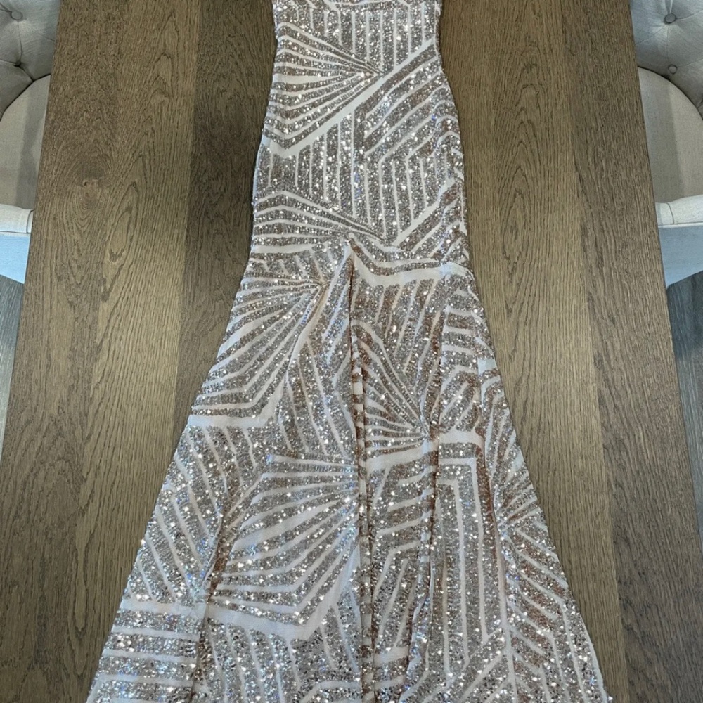 Eureka Mermaid Rose Gold Sequin Dress Women’s Size XS Prom Wedding Formal